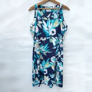Columbia // navy, green plant print sun sports dress size medium jun2